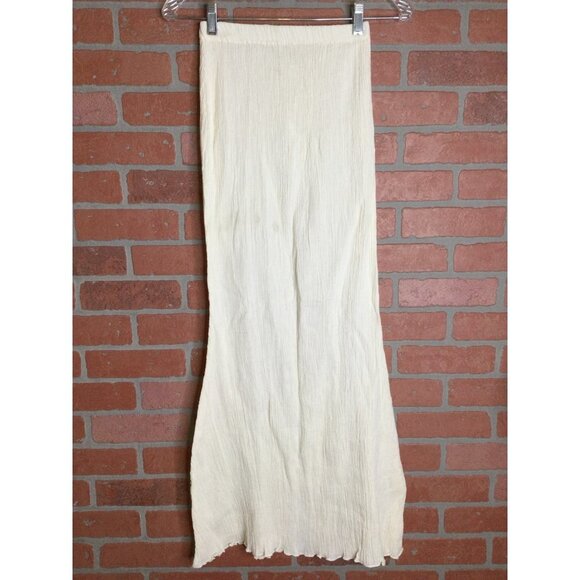 Savannah Morrow Organic Cotton Gauze Maxi Skirt Elastic Waist Beige Size XXS